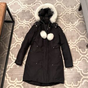 Moose Knuckles Original Sterling Park, black w white fur, size Medium